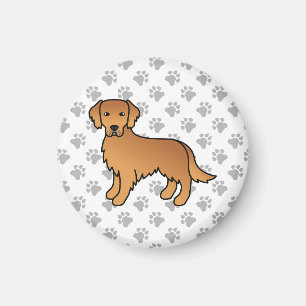 Red Golden Retriever Cute Cartoon Dog Magnet