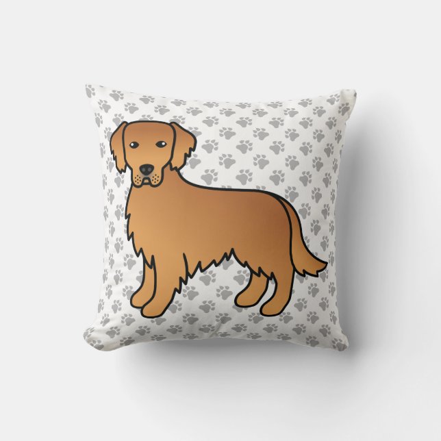 Red Golden Retriever Cute Dog & Paws Cushion (Front)