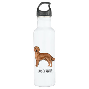 Red Golden Retriever Cute Dog With Custom Name 710 Ml Water Bottle