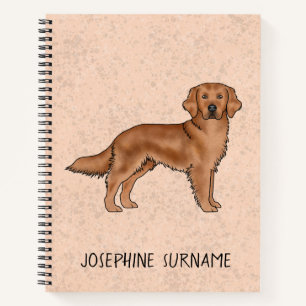 Red Golden Retriever Cute Dog With Custom Text Notebook