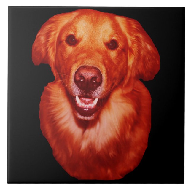 Red Golden Retriever Dog Lover Kitchen Ceramic Tile (Front)