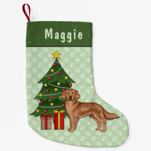 Red Golden Retriever Dog With Christmas Tree Small Christmas Stocking