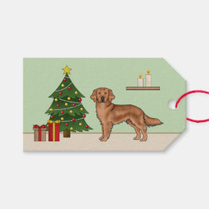 Red Golden Retriever Festive Dog Christmas Tree Gift Tags