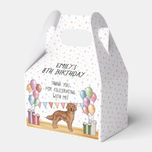 Red Golden Retriever Kids Birthday Thank You Favour Box