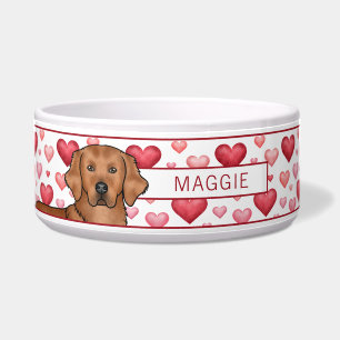 Red Golden Retriever With Hearts Custom Pet Name