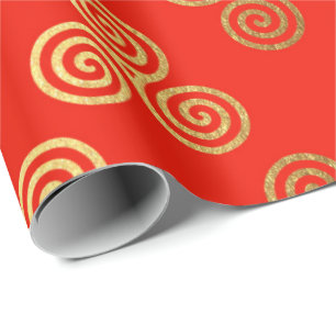 Red Golden Royal Celtic Ornament Heraldic Wrapping Paper