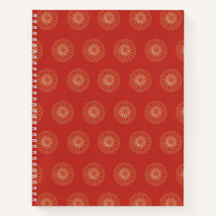 Red Golden Zinnia Flower Medallions Notebook