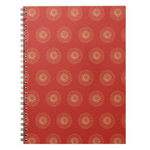 Red Golden Zinnia Flower Medallions Notebook