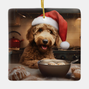 Red Goldendoodle Christmas Cookies Festive Holiday Ceramic Ornament
