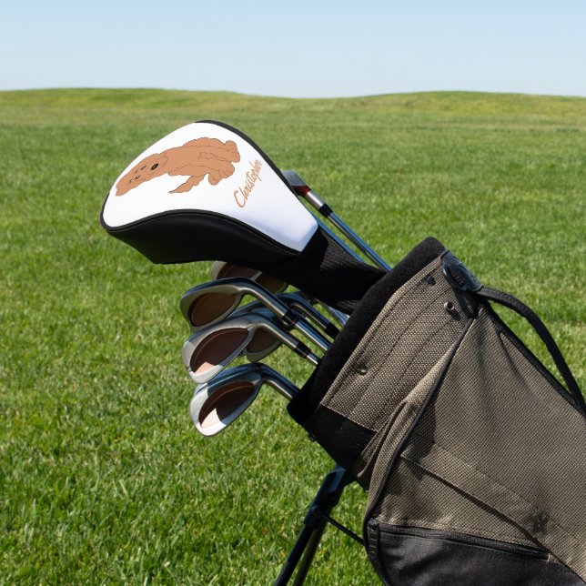 Red Goldendoodle Dog Design Any Colour Background Golf Head Cover (In Situ)