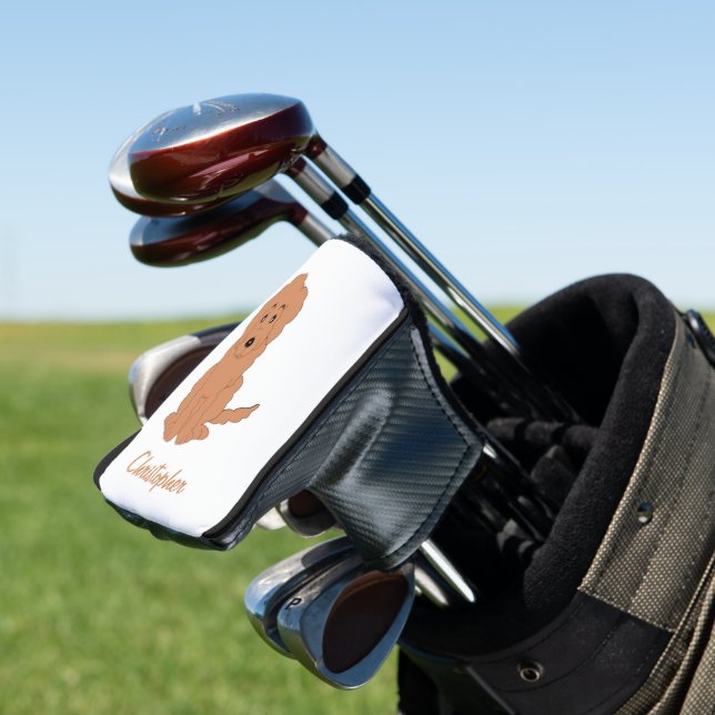 Red Goldendoodle Dog Design Any Colour Background Golf Head Cover (In Situ)