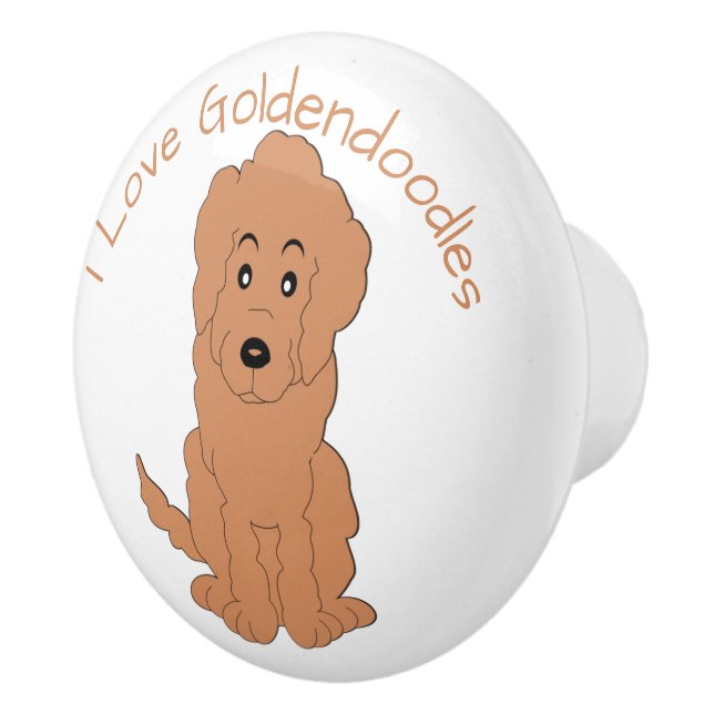 Red Goldendoodle Dog Design Ceramic Knob (Right)