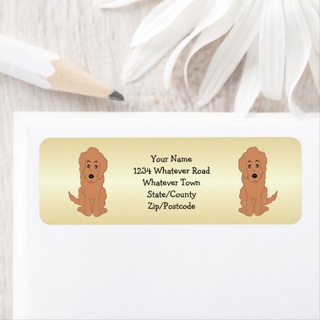 Red Goldendoodle Dog Design Return Address Label (Insitu)