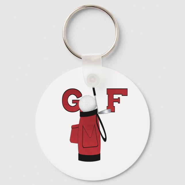 Red Golf Bag Golf Key Ring (Front)