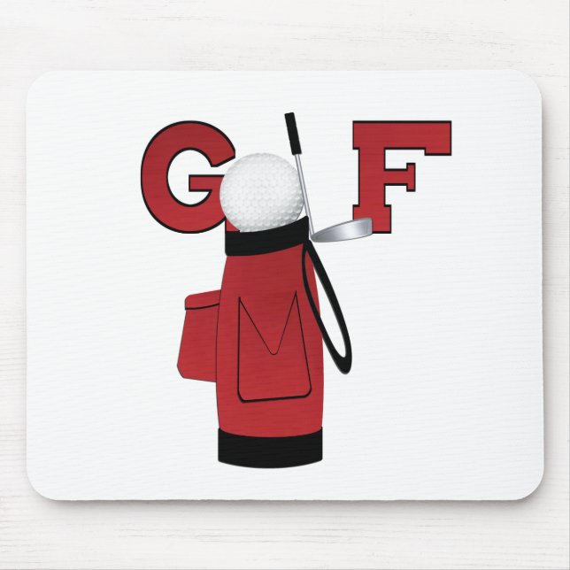 Red Golf Bag Golf Mouse Pad (Front)
