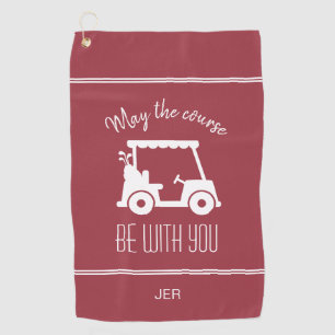 Red Golf Cart May The Course Be With You  Golf Towel