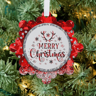  Red Gorgeous Emerald  Merry Christmas Acrylic Awa Tree Decoration Card