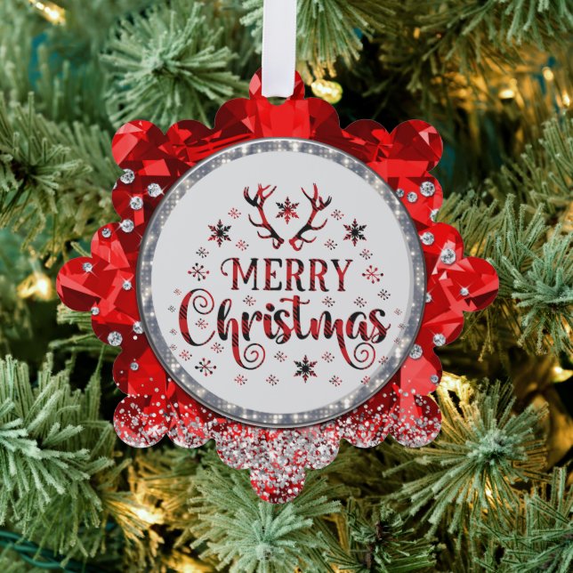  Red Gorgeous Emerald  Merry Christmas Acrylic Awa Tree Decoration Card (Insitu (Tree))
