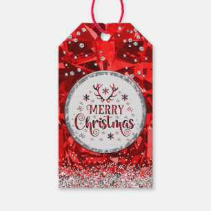 Red Gorgeous Emerald Merry Christmas Gift Tags