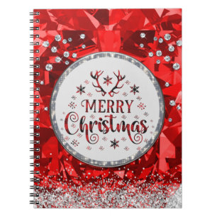 Red Gorgeous Emerald Merry Christmas Notebook