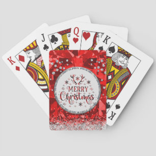 Red Gorgeous Emerald Merry Christmas Playing Cards