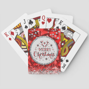 Red Gorgeous Emerald Merry Christmas Playing Cards