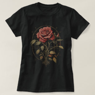Red Goth Rose Flowers Witchcraft Gothic Aesthetic T-Shirt