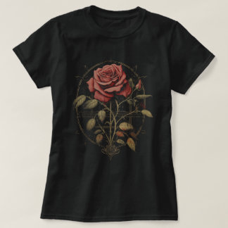 Red Goth Rose Flowers Witchcraft Gothic Aesthetic T-Shirt