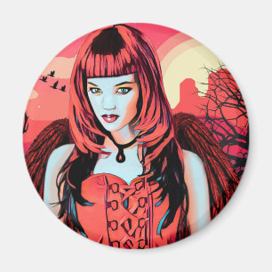 Red Gothic Angel woman In Desert Original Art Magnet