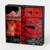 Red Gothic Collage Wooden Box Sign (Angled Vertical)