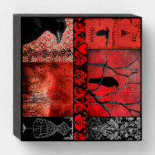 Red Gothic Collage Wooden Box Sign (Front Vertical)