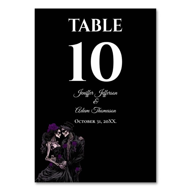 Red Gothic Halloween Alternative Wedding Table Number (Front)