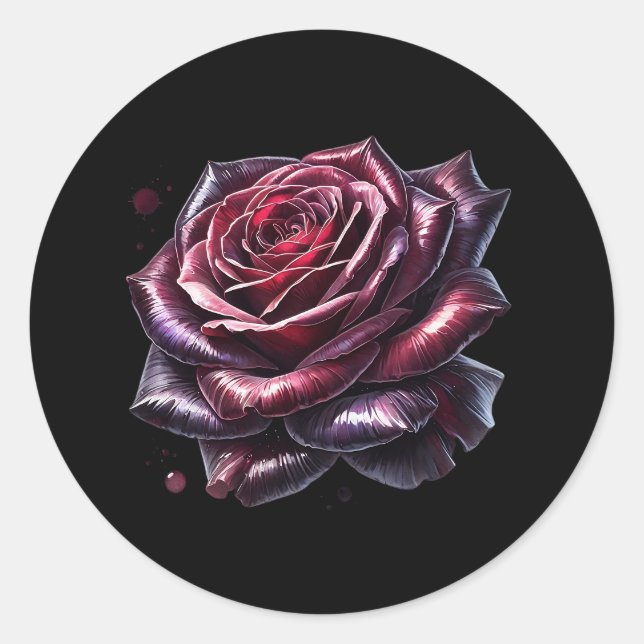 Red Gothic Rose Classic Round Sticker (Front)