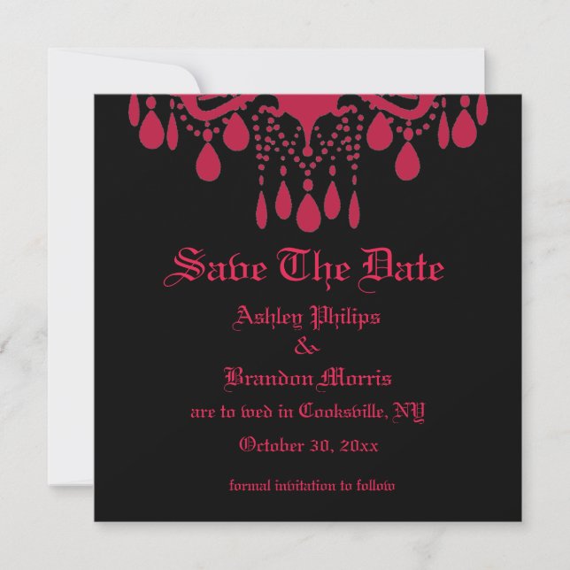 Red Gothic Save the Date (Front)