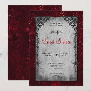 Red Gothic Sweet 16 Invitation