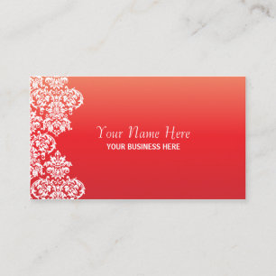 Red Gradient Damask Business Card