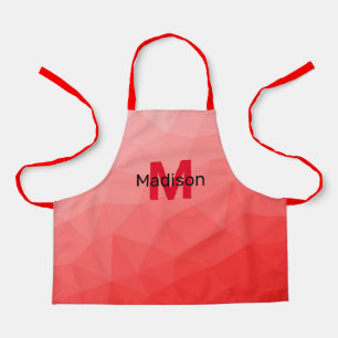 Red gradient geometric mesh pattern Monogram Apron