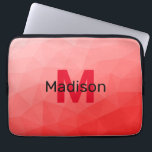 Red gradient geometric mesh pattern Monogram Laptop Sleeve<br><div class="desc">Monogram Personalise with your custom initial and name. Red gradient geometric mesh pattern. 
Triangle geometric mesh with light dark red ombre gradient. 
pattern,  ombre,  mesh,  triangles,  geometry,  geometric,  gradient,  cool,  triangle,  bright,  red</div>