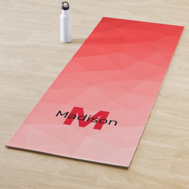 Red gradient geometric mesh pattern Monogram Yoga Mat (In Situ)