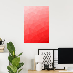 Red gradient geometric mesh pattern poster
