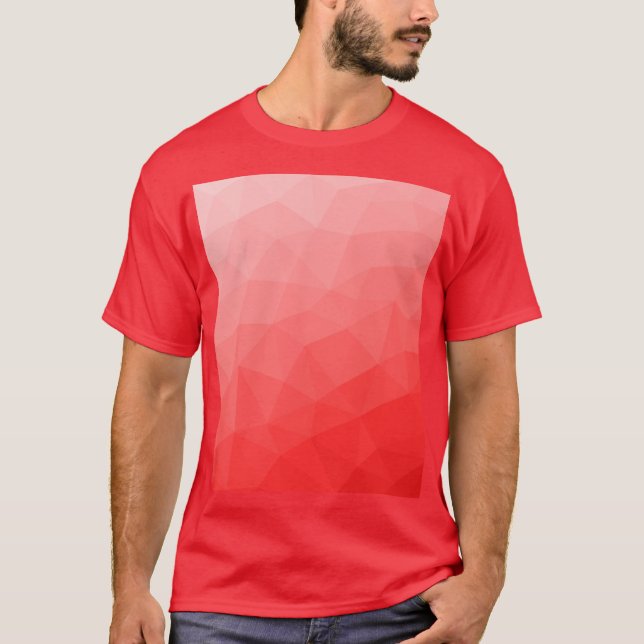 Red gradient geometric mesh pattern T-Shirt (Front)