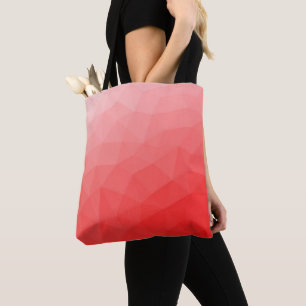 Red gradient geometric mesh pattern tote bag