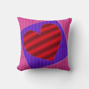 Red Gradient Heart w/Faux Pink and Purple Glitter Cushion