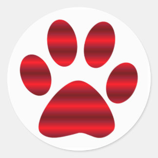 Red Gradient Paw Print Classic Round Sticker