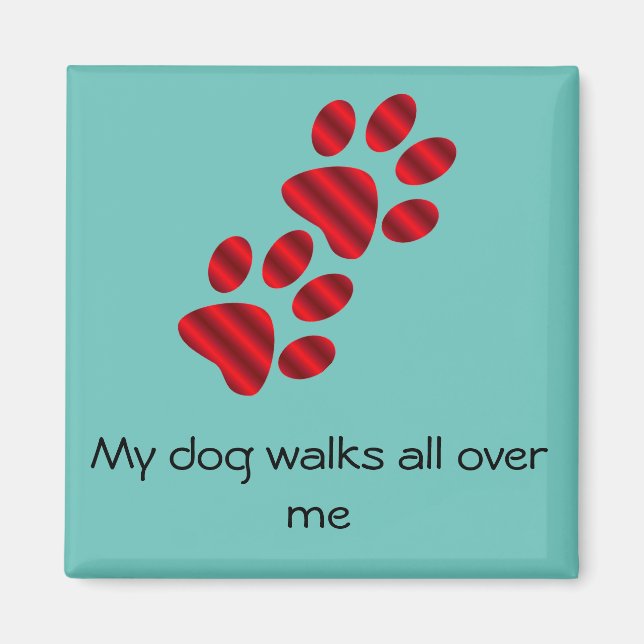 Red Gradient Paw Print Magnet (Front)