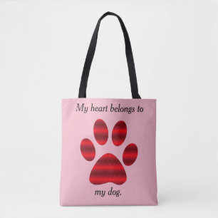 Red Gradient Paw Print Tote Bag