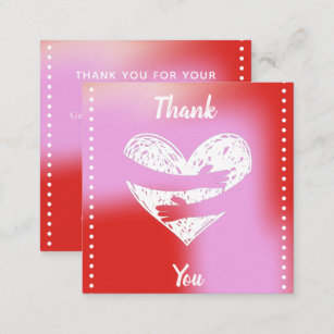Red Gradient Thank You Romantic Valentine's Day  Square Business Card