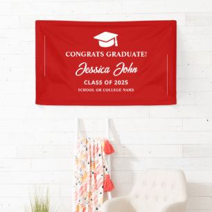Red graduate Congratulations on your graduation  Banner