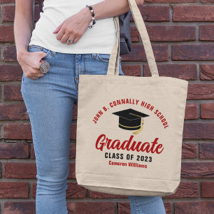 Red Graduate Personalised Class of 2023 Graduation Tote Bag