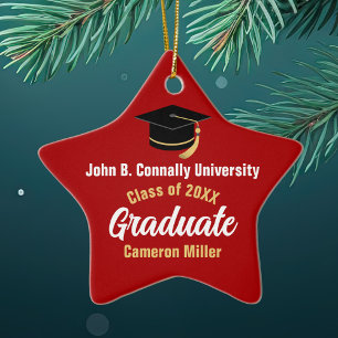 Red Graduate Personalised Graduation Star Ceramic Ornament